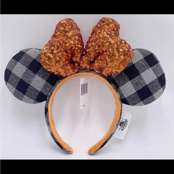 🎃NWT Disney Parks Halloween Pumpkin Bow Mickey Minnie Mouse Ears Headband 2022 - Picture 2 of 3